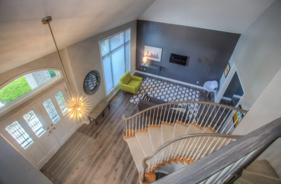 Open-to-above family room